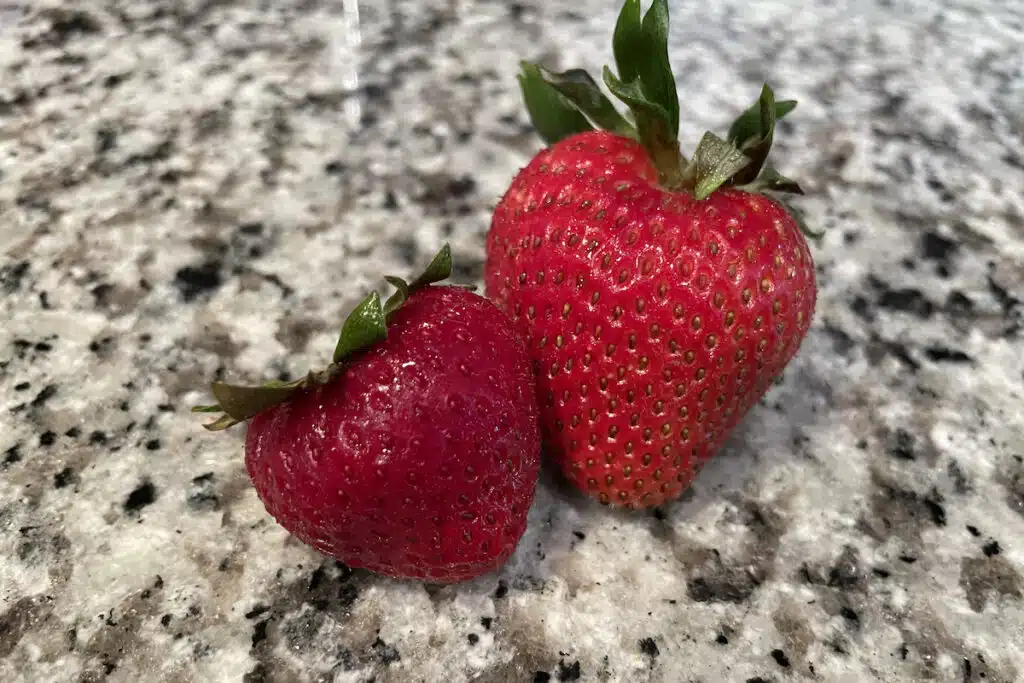 A Good Strawberry Next To A Bad Strawberry